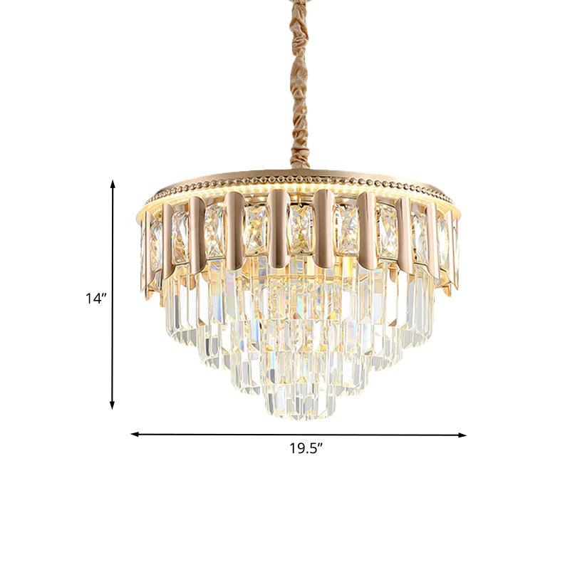 Crystal 5-Tier Round Chandelier Modernism Dining Room LED Ceiling Pendant Light in Gold - Rebooters
