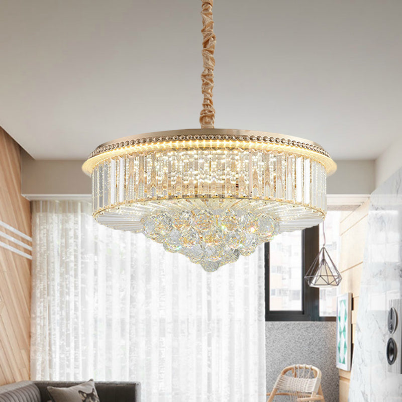 Gold Finish LED Pendant Lamp Traditional Crystal Icicle Orbs Chandelier - Rebooters