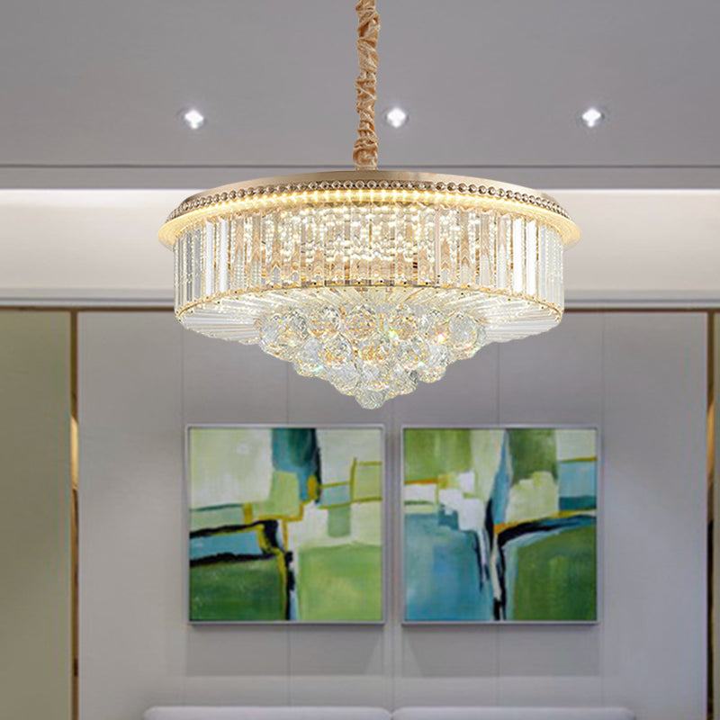 Gold Finish LED Pendant Lamp Traditional Crystal Icicle Orbs Chandelier - Rebooters