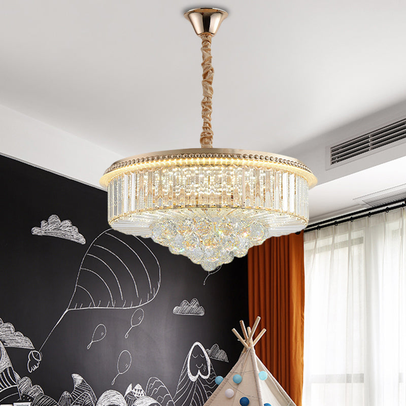 Gold Finish LED Pendant Lamp Traditional Crystal Icicle Orbs Chandelier - Rebooters
