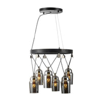 6-Light Cocktail Shaker Chandelier Loft Black Clear Glass - Rebooters