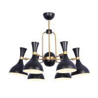 6 Lights Funnel Adjustable Chandelier Black Gold Pendant Light - Rebooters