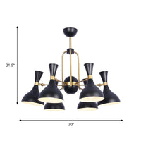 6 Lights Funnel Adjustable Chandelier Black Gold Pendant Light - Rebooters