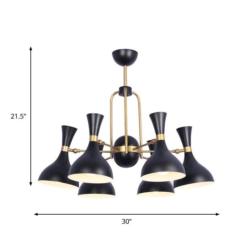 6 Lights Funnel Adjustable Chandelier Black Gold Pendant Light - Rebooters