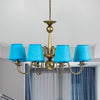 8-Bulb Tapered Chandelier Light Fixture Country Coffee Yellow Dark Green Fabric Down Lighting - Rebooters