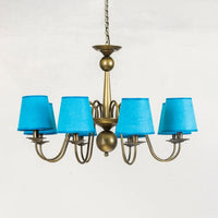 8-Bulb Tapered Chandelier Light Fixture Country Coffee Yellow Dark Green Fabric Down Lighting - Rebooters