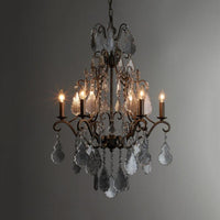 6 Lights Swirl Arm Candlestick Chandelier Rural Rust Pendant - Rebooters