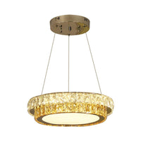 2-Tier Round LED Hanging Lamp Modern Gold Crystal Chandelier - Rebooters