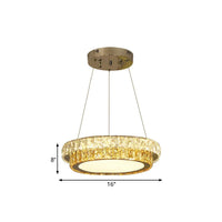 2-Tier Round LED Hanging Lamp Modern Gold Crystal Chandelier - Rebooters