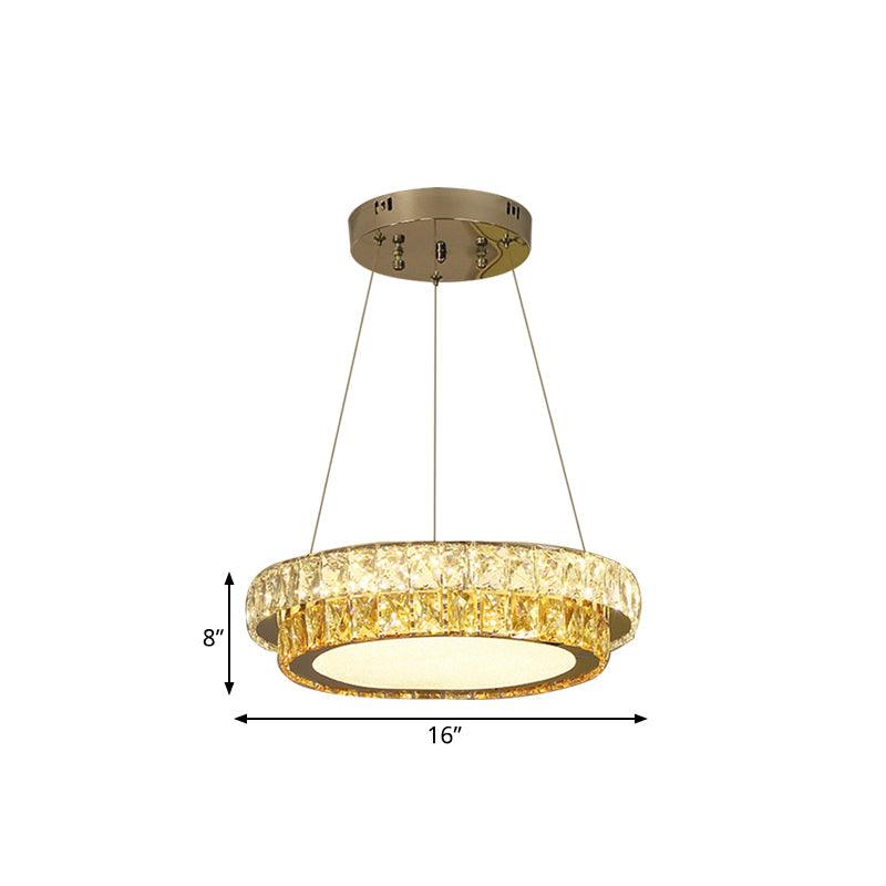 2-Tier Round LED Hanging Lamp Modern Gold Crystal Chandelier - Rebooters