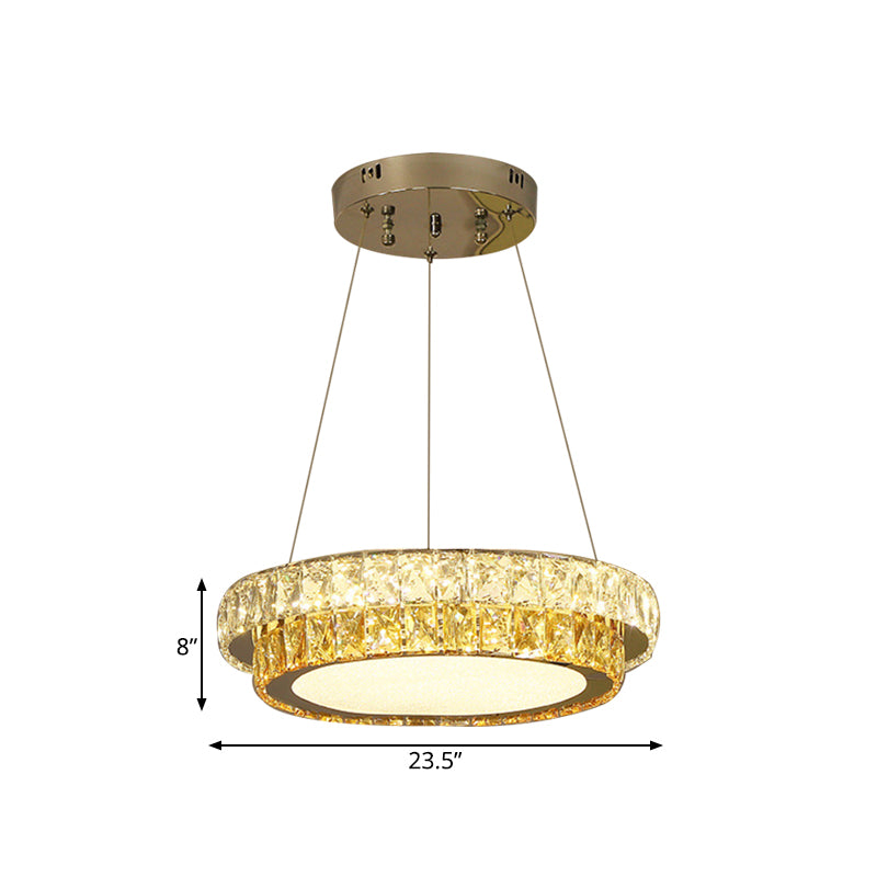 2-Tier Round LED Hanging Lamp Modern Gold Crystal Chandelier - Rebooters