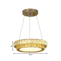 2-Tier Round LED Hanging Lamp Modern Gold Crystal Chandelier - Rebooters