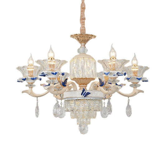 6/8 Lights Crystal Chandelier Pendant Modernism Rose Gold Lamp - Rebooters