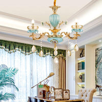 3/6 Bulbs Candelabrum Chandelier Moroccan Gold-Blue Lamp - Rebooters