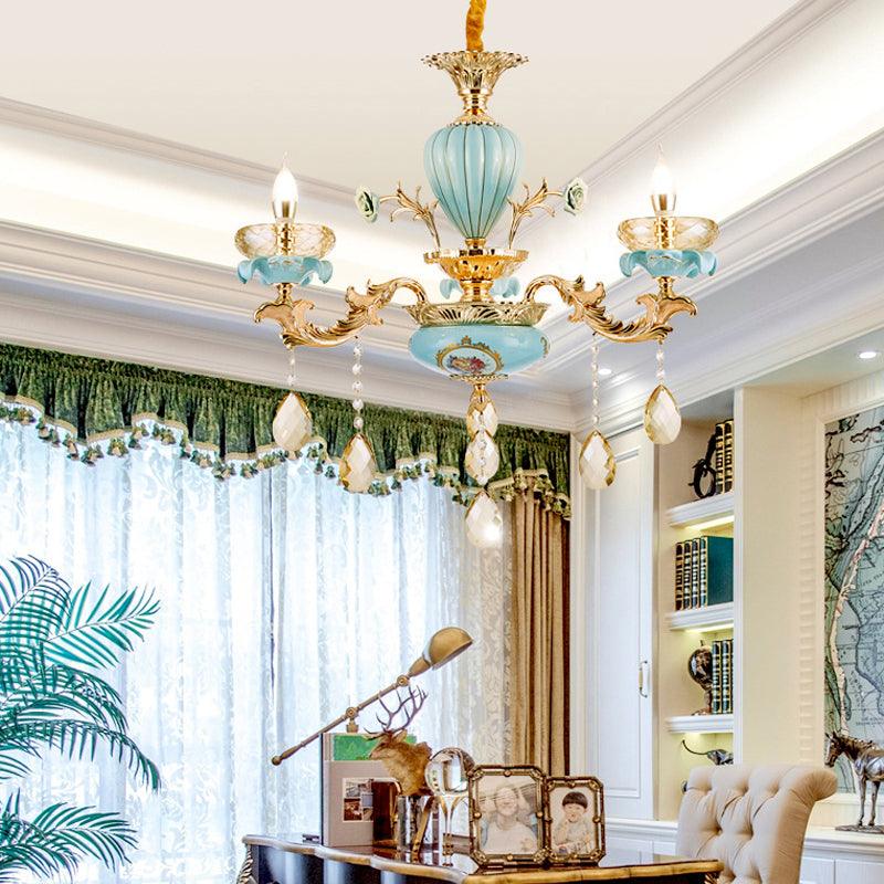 3/6 Bulbs Candelabrum Chandelier Moroccan Gold-Blue Lamp - Rebooters