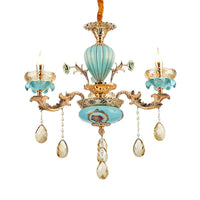 3/6 Bulbs Candelabrum Chandelier Moroccan Gold-Blue Lamp - Rebooters