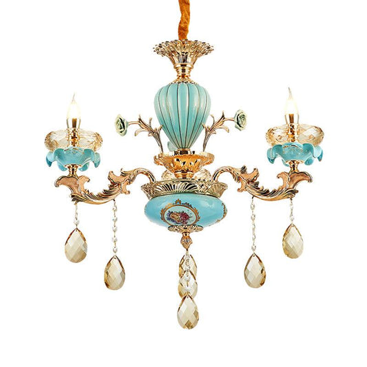 3/6 Bulbs Candelabrum Chandelier Moroccan Gold-Blue Lamp - Rebooters