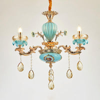 3/6 Bulbs Candelabrum Chandelier Moroccan Gold-Blue Lamp - Rebooters