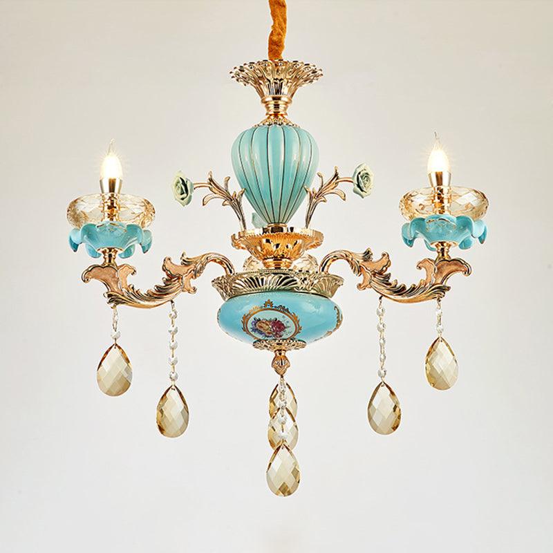 3/6 Bulbs Candelabrum Chandelier Moroccan Gold-Blue Lamp - Rebooters