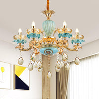 3/6 Bulbs Candelabrum Chandelier Moroccan Gold-Blue Lamp - Rebooters