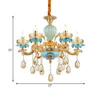 3/6 Bulbs Candelabrum Chandelier Moroccan Gold-Blue Lamp - Rebooters