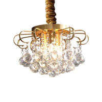 3/5-Bulb Pendant Chandelier Traditional Floral Crystal Ball Drop Light in Gold 14/18 Wide - Rebooters