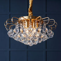 3/5-Bulb Pendant Chandelier Traditional Floral Crystal Ball Drop Light in Gold 14/18 Wide - Rebooters