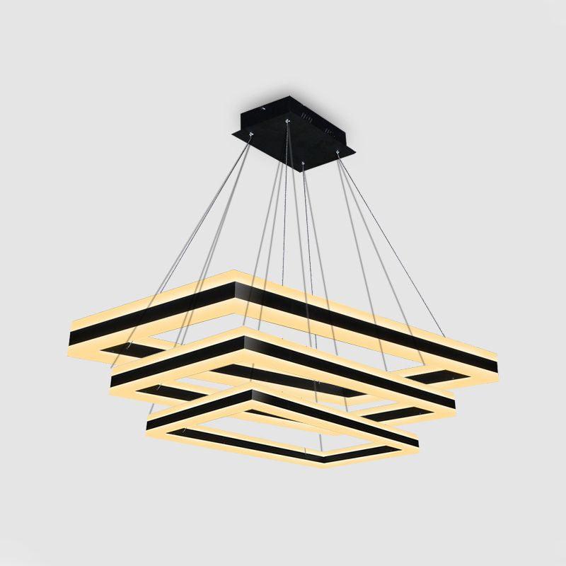Acrylic Rectangular Ceiling Light Modern LED Black Pendant - Rebooters