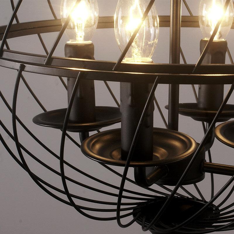 Iron Black Chandelier Lighting Global Mesh Shade 4 Bulbs - Rebooters