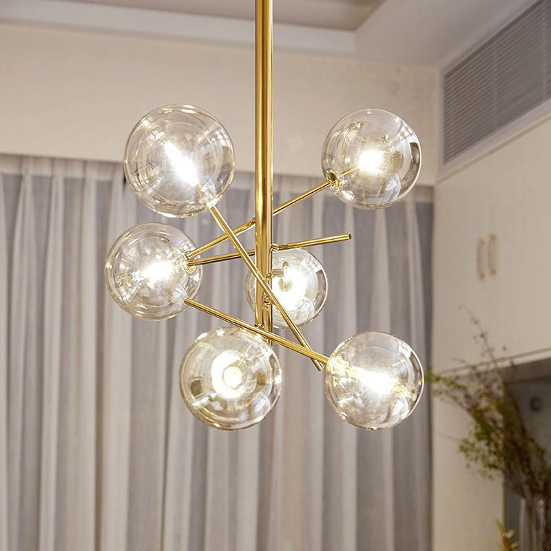 Clear Glass Global Chandelier with Starburst Design Gold - Rebooters