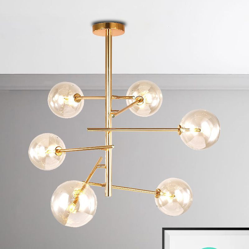 Clear Glass Global Chandelier with Starburst Design Gold - Rebooters