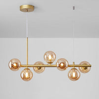 Modern Horizontal White Frosted Glass Ball Chandelier 7 Bulbs | Rebooters - Rebooters
