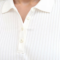 Women's Ribbed Knit Short Sleeve Polo Shirt for Stylish Comfort Rebooters Womens Shirts