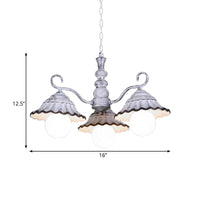 3/5 Bulbs Pendant Chandelier Countryside Scalloped Ceramics - Rebooters