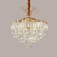8 Lights Clear Crystal Ceiling Chandelier Modern Gold Flower Pendant Light Kit - Rebooters