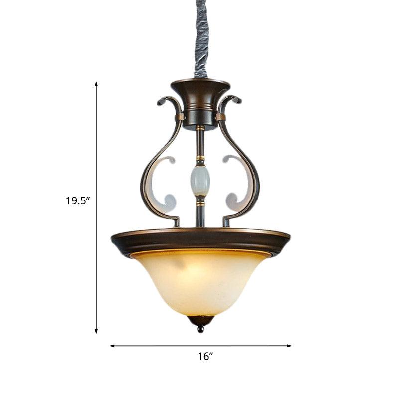 Bell Beige Glass Chandelier Lamp Antique 4-Light Pendant Light - Rebooters