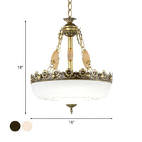 Beige/Bronze 3 Bulbs Chandelier White Glass Pendant Light - Rebooters