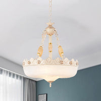 Beige/Bronze 3 Bulbs Chandelier White Glass Pendant Light - Rebooters