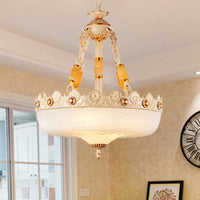 Beige/Bronze 3 Bulbs Chandelier White Glass Pendant Light - Rebooters
