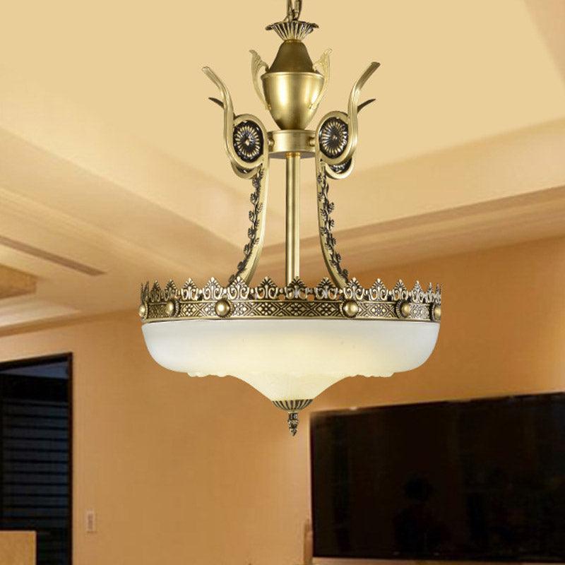 12"/16" W Cream Glass Inverted Chandelier Traditionalist - Rebooters
