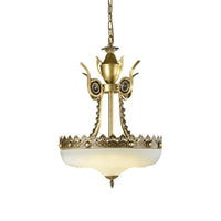 12"/16" W Cream Glass Inverted Chandelier Traditionalist - Rebooters