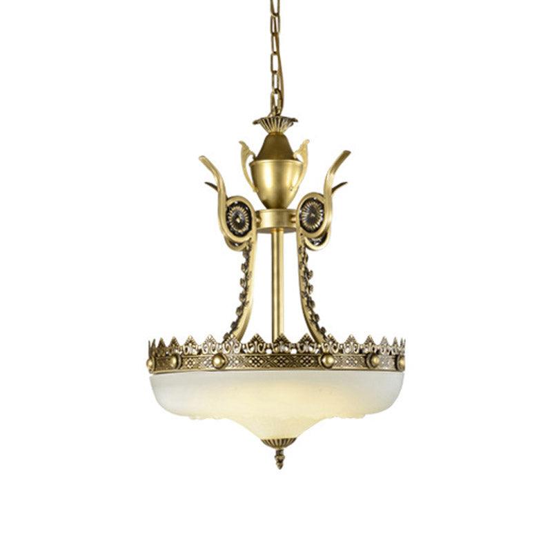12"/16" W Cream Glass Inverted Chandelier Traditionalist - Rebooters
