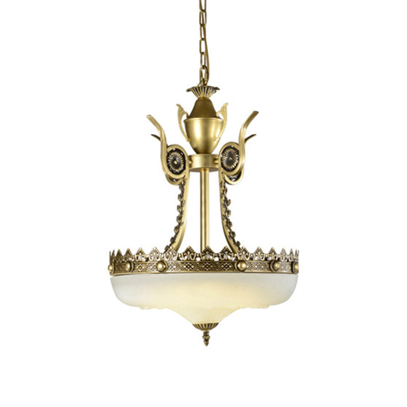 12"/16" W Cream Glass Inverted Chandelier Traditionalist - Rebooters