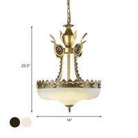 12"/16" W Cream Glass Inverted Chandelier Traditionalist - Rebooters