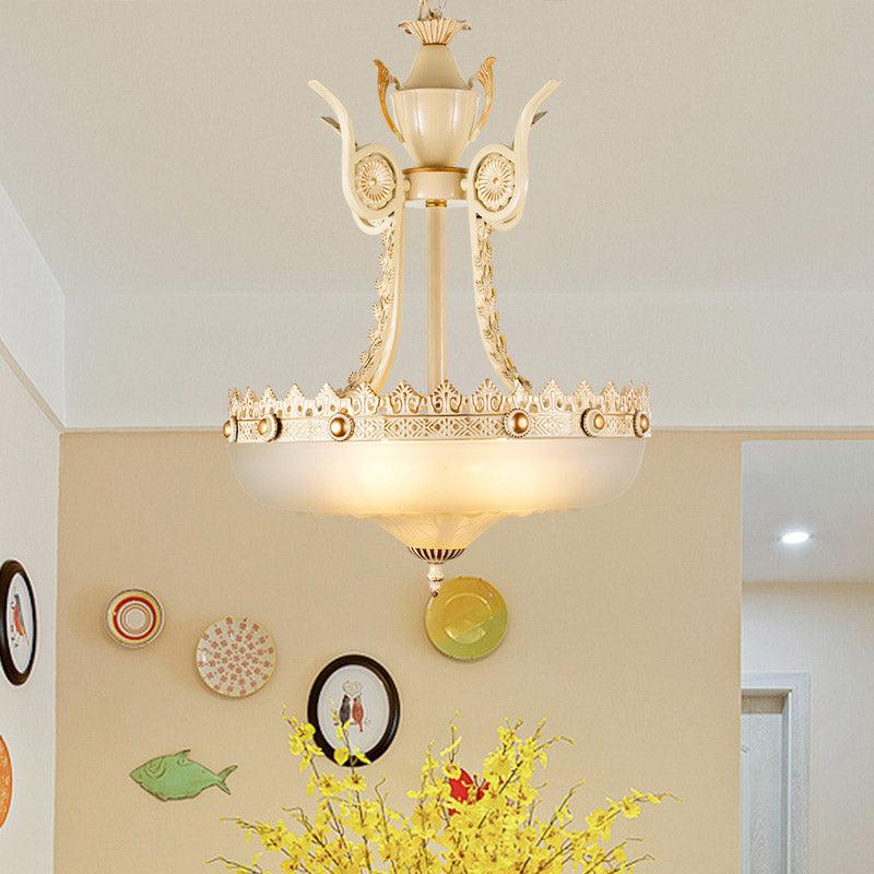 12"/16" W Cream Glass Inverted Chandelier Traditionalist - Rebooters