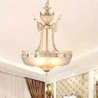 12"/16" W Cream Glass Inverted Chandelier Traditionalist - Rebooters