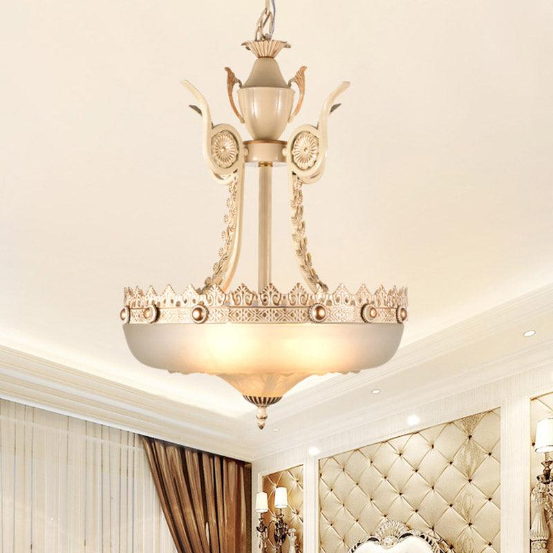 12"/16" W Cream Glass Inverted Chandelier Traditionalist - Rebooters