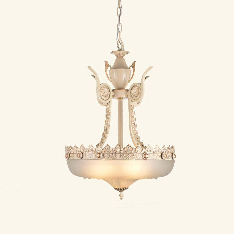 12"/16" W Cream Glass Inverted Chandelier Traditionalist - Rebooters