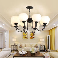 8 Lights Globe Chandelier Pendant Light Black Finish Glass Lamp - Rebooters