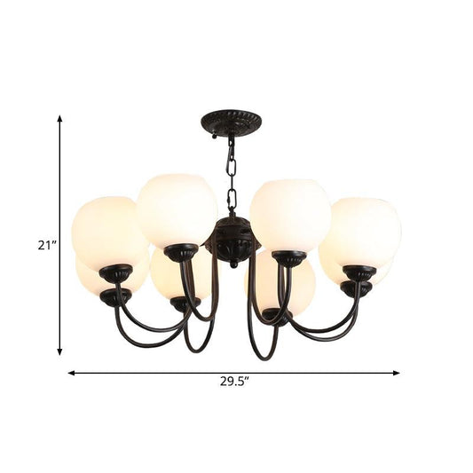 8 Lights Globe Chandelier Pendant Light Black Finish Glass Lamp - Rebooters